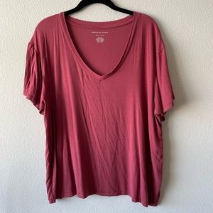 american eagle red v neck
